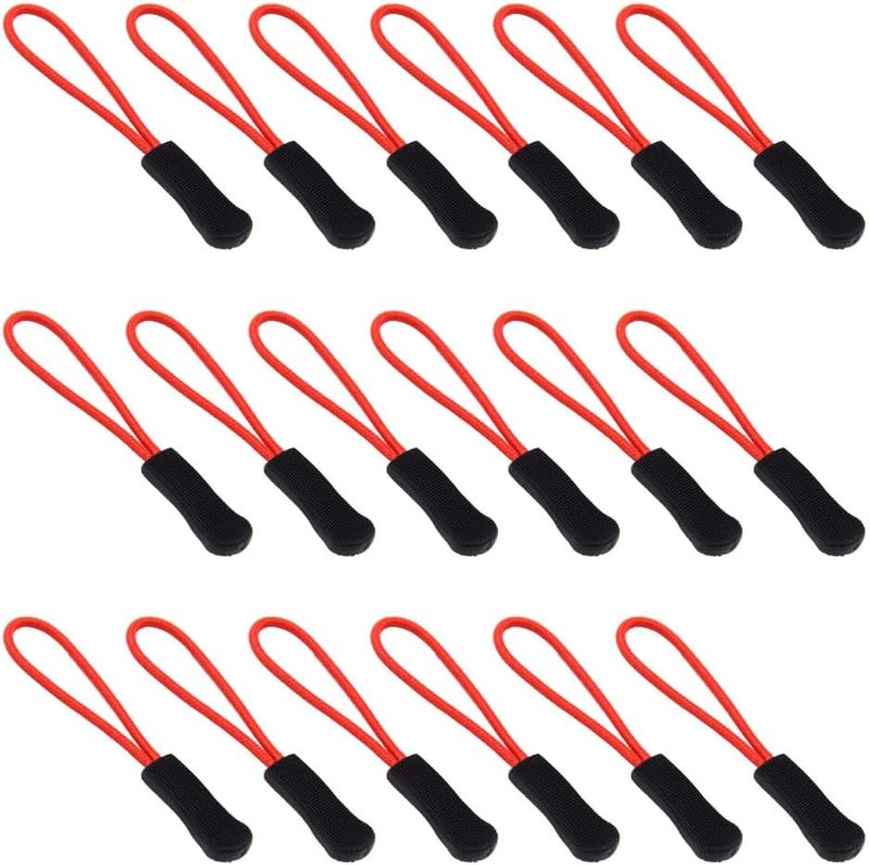 Ruidee 50 Pieces Zipper Pulls Zipper Tabs Zipper Pull Cord Extender Replacement Zipper Pulls for Backpacks, Jackets, Luggage, Purses, Handbags（Red Black） - Image 1